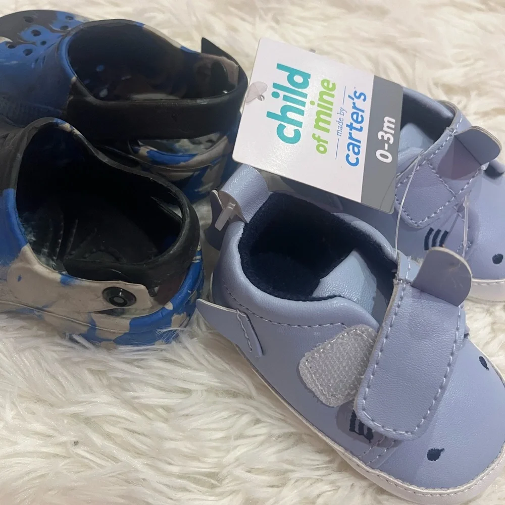 Shark Slip On Shoes , Blue Black Shoes 0-3 months